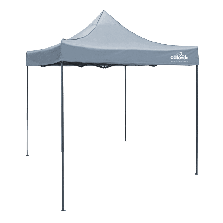 Dellonda Premium 2x2m Pop-Up Gazebo, Heavy Duty, PVC Coated, Water Resistant Fabric, Supplied with Carry Bag, Rope, Stakes & Weight Bags - Grey Canopy Model No- DG129