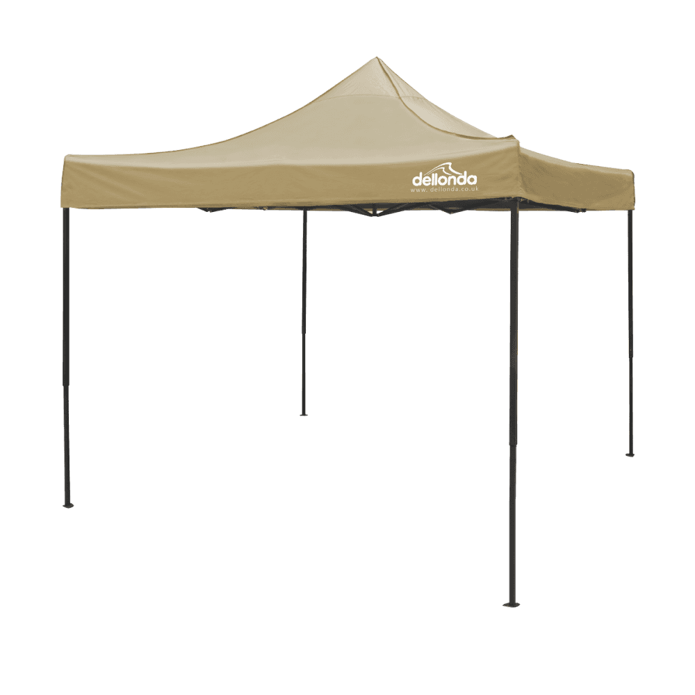 Dellonda Premium 3 x 3m Pop-Up Gazebo, PVC Coated, Water Resistant Fabric, Supplied with Carry Bag, Rope, Stakes & Weight Bags - Beige Canopy Model No- DG130