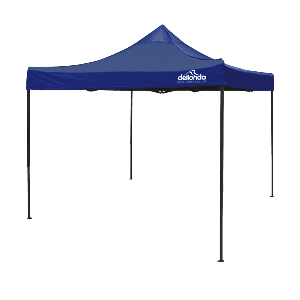 Dellonda Premium 3 x 3m Pop-Up Gazebo, PVC Coated, Water Resistant Fabric, Supplied with Carry Bag, Rope, Stakes & Weight Bags - Blue Canopy Model No- DG131
