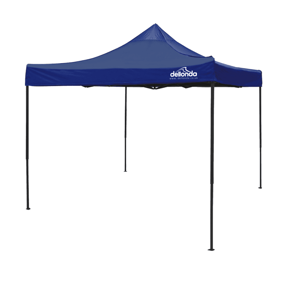 Dellonda Premium 3 x 3m Pop-Up Gazebo, PVC Coated, Water Resistant Fabric, Supplied with Carry Bag, Rope, Stakes & Weight Bags - Blue Canopy Model No- DG131