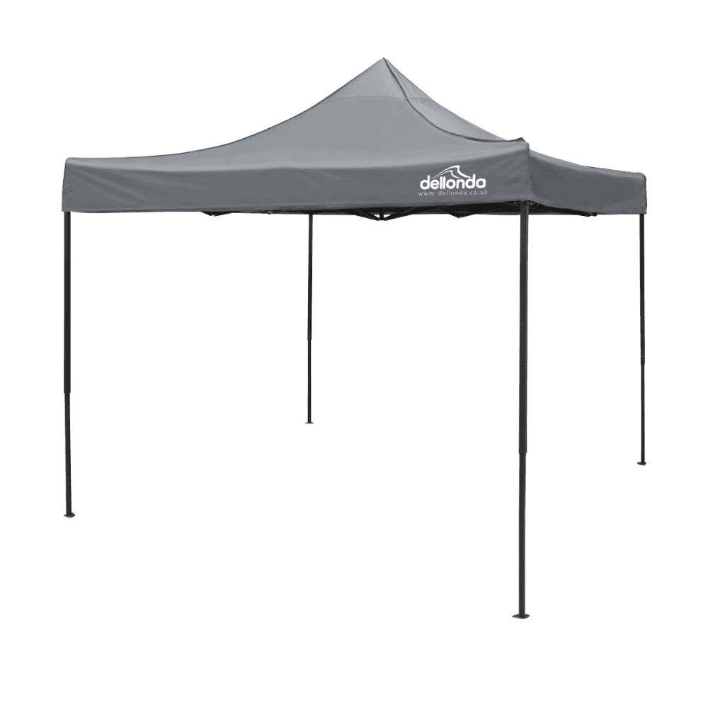 Dellonda Premium 3 x 3m Pop-Up Gazebo, PVC Coated, Water Resistant Fabric, Supplied with Carry Bag, Rope, Stakes & Weight Bags - Grey Canopy Model No- DG133