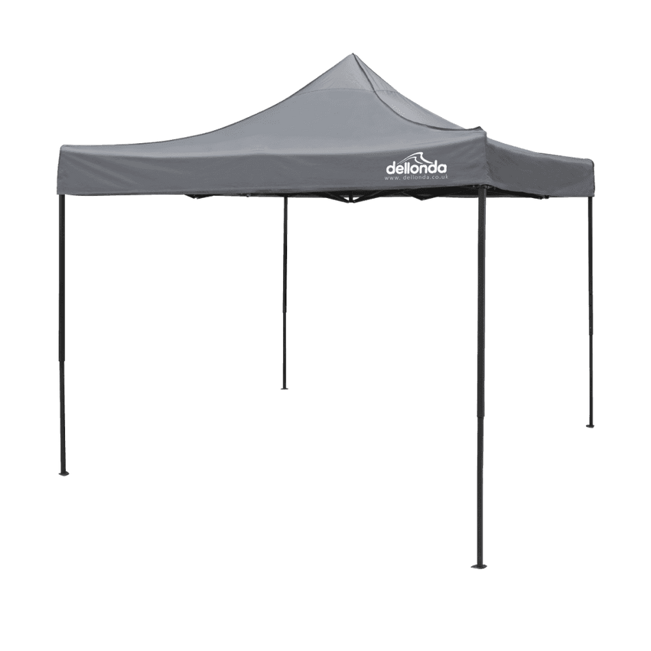 Dellonda Premium 3 x 3m Pop-Up Gazebo, PVC Coated, Water Resistant Fabric, Supplied with Carry Bag, Rope, Stakes & Weight Bags - Grey Canopy Model No- DG133