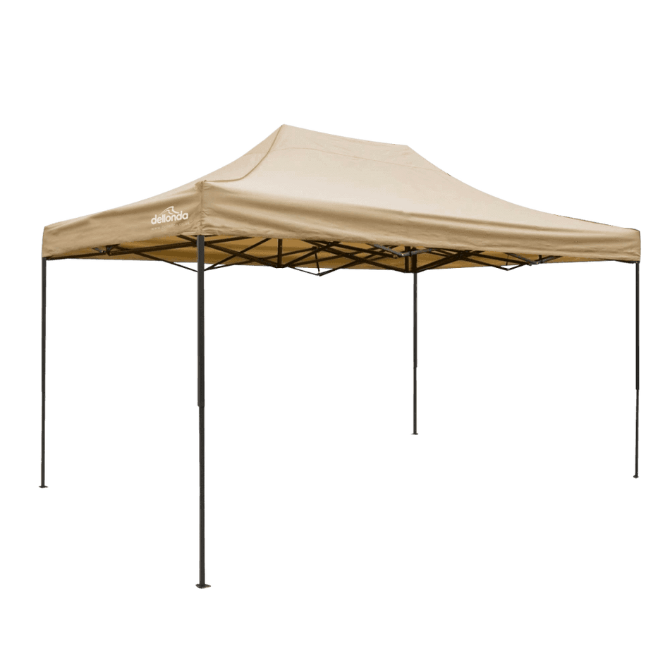 Dellonda Premium 3 x 4.5m Pop-Up Gazebo, Heavy Duty, PVC Coated, Water Resistant Fabric, Supplied with Carry Bag, Rope, Stakes & Weight Bags - Beige Canopy Model No- DG134