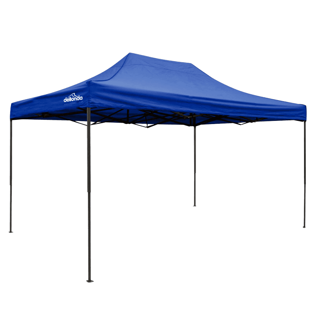 Dellonda Premium 3 x 4.5m Pop-Up Gazebo, Heavy Duty, PVC Coated, Water Resistant Fabric, Supplied with Carry Bag, Rope, Stakes & Weight Bags - Blue Canopy Model No- DG135