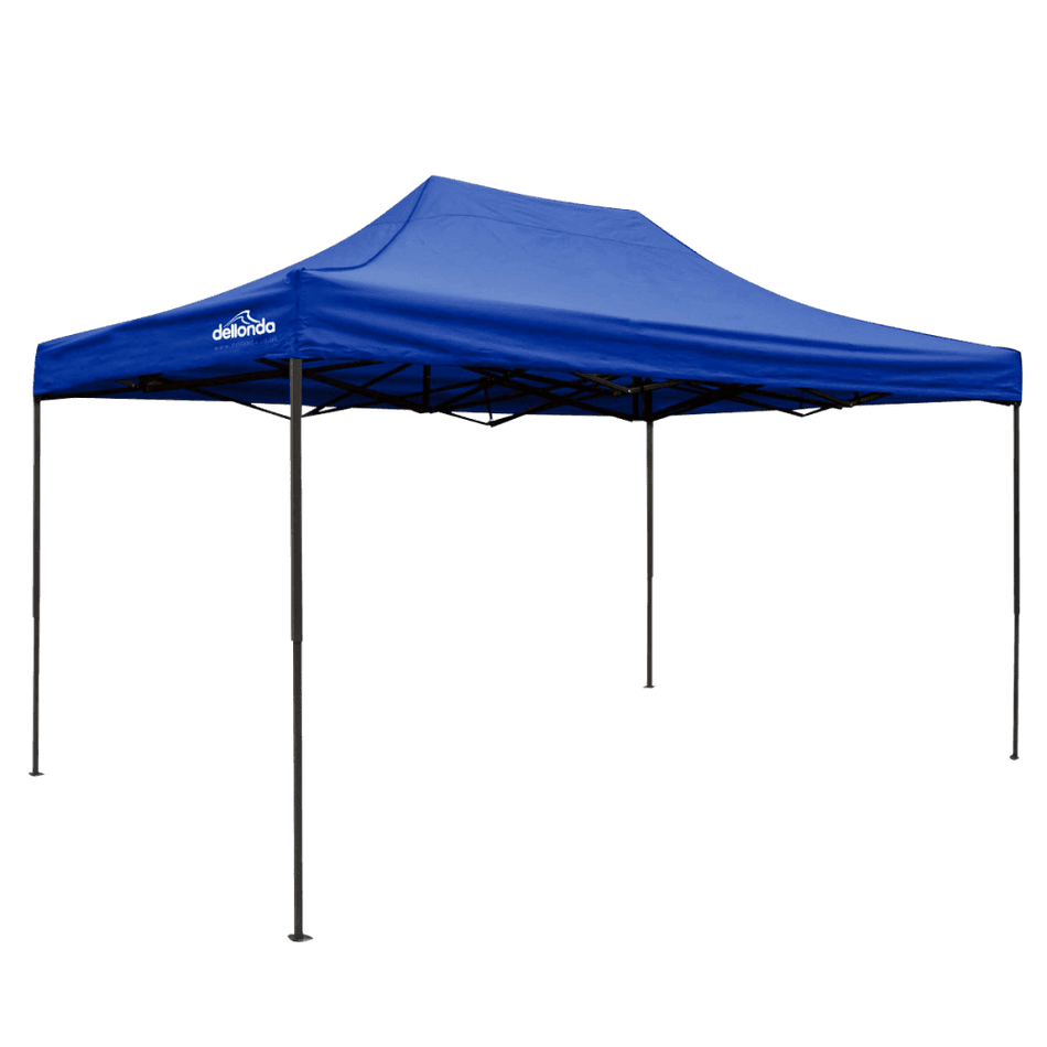 Dellonda Premium 3 x 4.5m Pop-Up Gazebo, Heavy Duty, PVC Coated, Water Resistant Fabric, Supplied with Carry Bag, Rope, Stakes & Weight Bags - Blue Canopy Model No- DG135