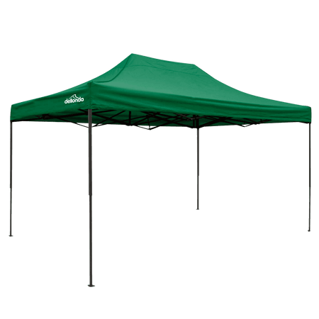 Dellonda Premium 3 x 4.5m Pop-Up Gazebo, Heavy Duty, PVC Coated, Water Resistant Fabric, Supplied with Carry Bag, Rope, Stakes & Weight Bags - Dark Green Canopy Model No- DG136