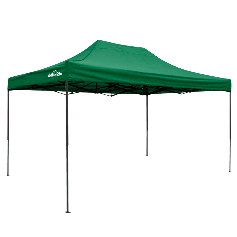 Dellonda Premium 3 x 4.5m Pop-Up Gazebo, Heavy Duty, PVC Coated, Water Resistant Fabric, Supplied with Carry Bag, Rope, Stakes & Weight Bags - Dark Green Canopy Model No- DG136