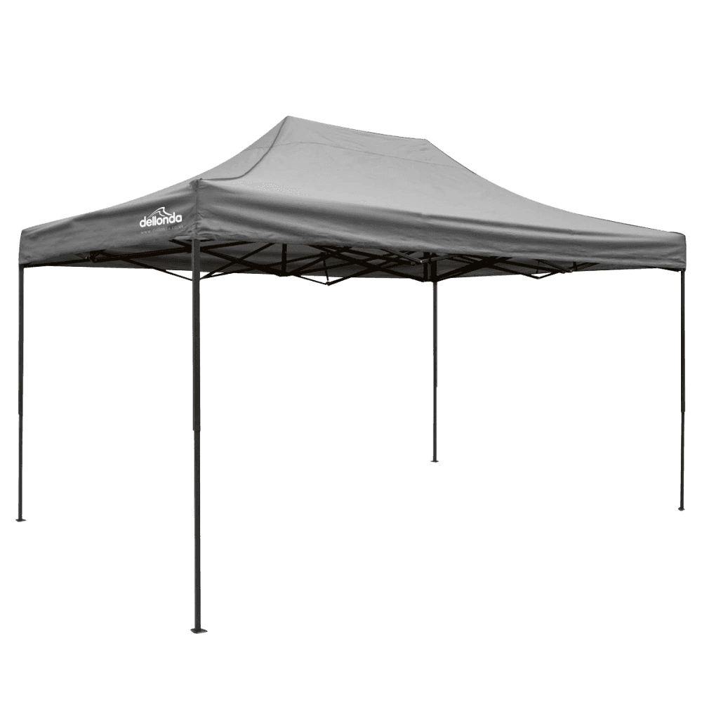 Dellonda Premium 3 x 4.5m Pop-Up Gazebo, Heavy Duty, PVC Coated, Water-Resistant Fabric, Supplied with Carry Bag, Rope, Stakes & Weight Bags - Grey Canopy : Model No- DG137