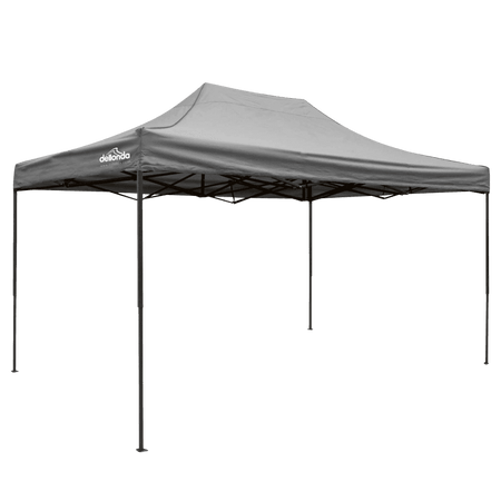Dellonda Premium 3 x 4.5m Pop-Up Gazebo, Heavy Duty, PVC Coated, Water-Resistant Fabric, Supplied with Carry Bag, Rope, Stakes & Weight Bags - Grey Canopy : Model No- DG137