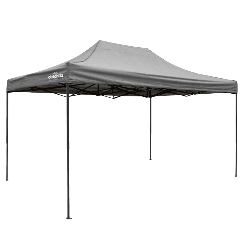 Dellonda Premium 3 x 4.5m Pop-Up Gazebo, Heavy Duty, PVC Coated, Water Resistant Fabric, Supplied with Carry Bag, Rope, Stakes & Weight Bags - Grey Canopy Model No- DG137