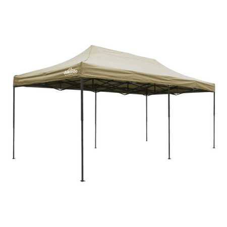Dellonda Premium 3x6m Pop-Up Gazebo, Heavy Duty, PVC Coated, Water Resistant Fabric Supplied with Carry Bag, Rope, Stakes & Weight Bags - Beige Canopy Model No- DG138