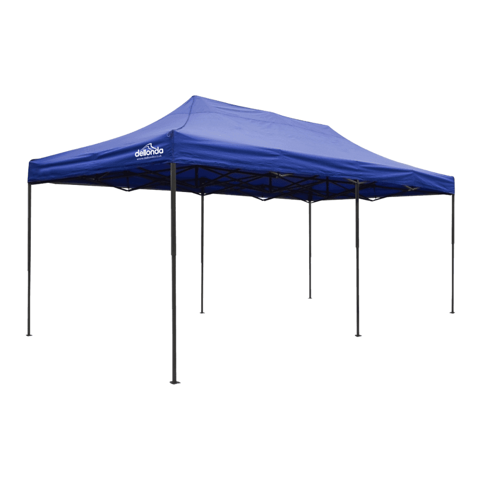 Dellonda Premium 3x6m Pop-Up Gazebo, Heavy Duty, PVC Coated, Water Resistant Fabric, Supplied with Carry Bag, Rope, Stakes & Weight Bags - Blue Canopy Model No- DG139