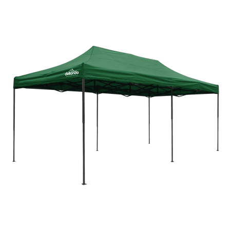 Dellonda Premium 3x6m Pop-Up Gazebo, Heavy Duty, PVC Coated, Water Resistant Fabric, Supplied with Carry Bag, Rope, Stakes & Weight Bags - Dark Green Canopy Model No- DG140
