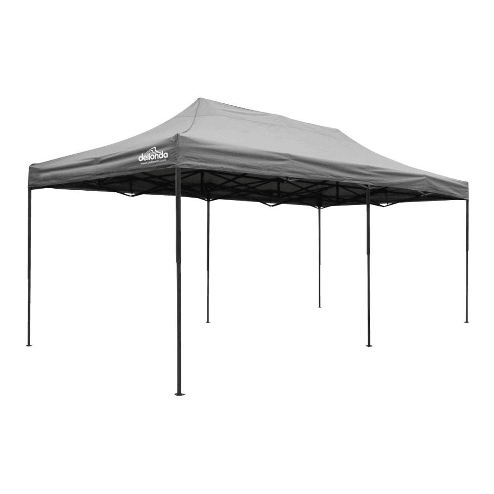 Dellonda Premium 3x6m Pop-Up Gazebo, Heavy Duty, PVC Coated, Water Resistant Fabric, Supplied with Carry Bag, Rope, Stakes & Weight Bags - Grey Canopy Model No- DG141