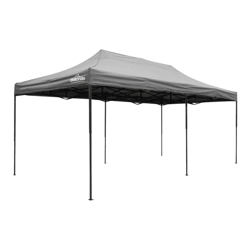 Dellonda Premium 3x6m Pop-Up Gazebo, Heavy Duty, PVC Coated, Water Resistant Fabric, Supplied with Carry Bag, Rope, Stakes & Weight Bags - Grey Canopy Model No- DG141