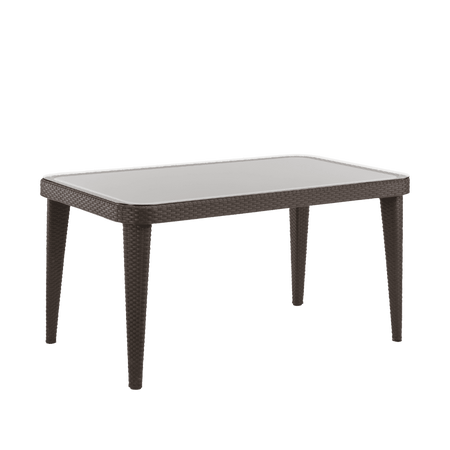 Dellonda Weather-Resistant Polypropylene/Fibreglass Dining Table with Tempered Glass Top - Dark Brown Model No- DG206