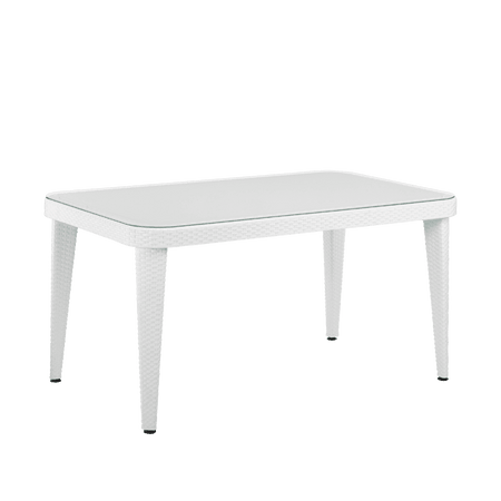 Dellonda Weather-Resistant Polypropylene/Fibreglass Dining Table with Tempered Glass Top - Ivory White Model No- DG210