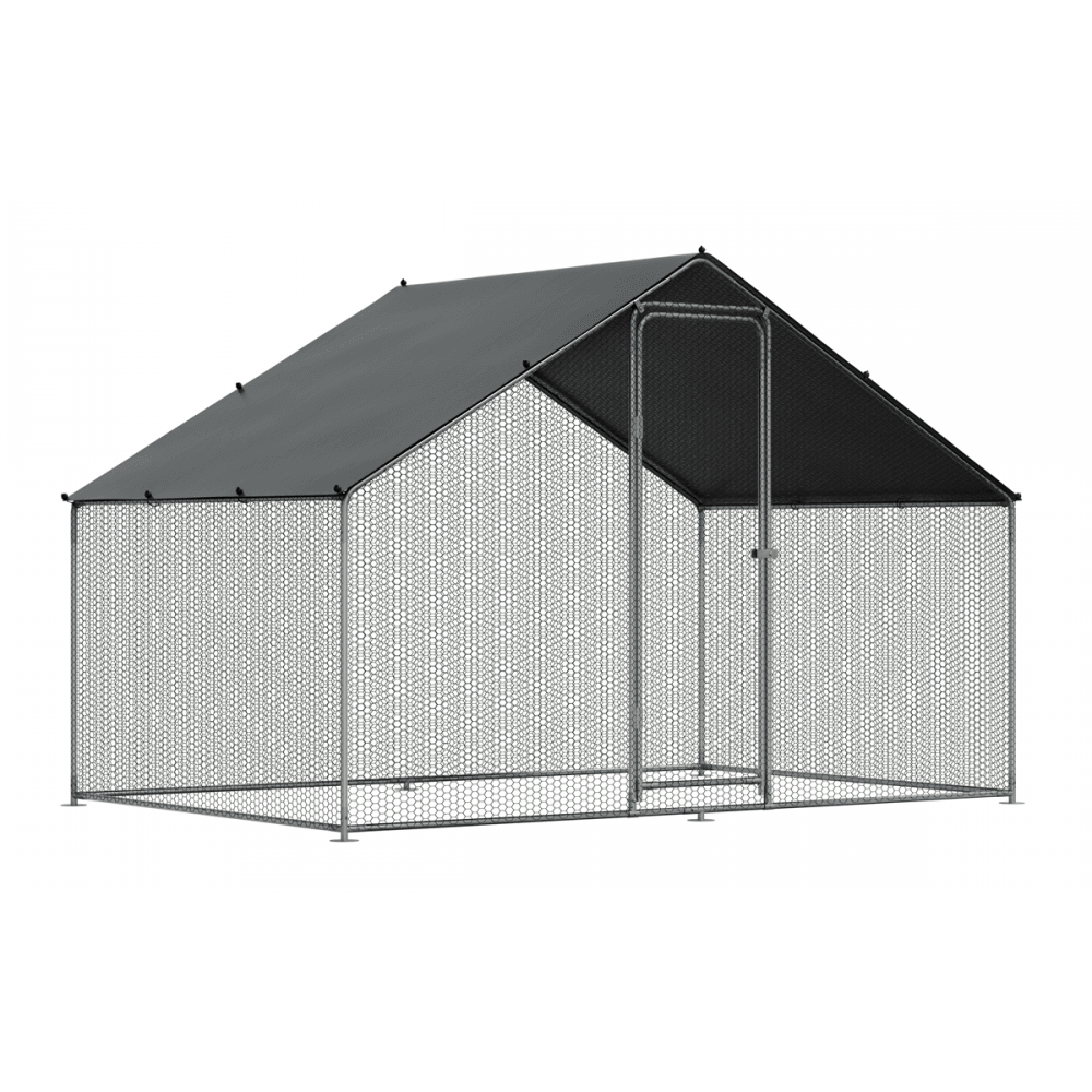 Dellonda Walk-In Galvanized Steel Chicken Run with Roof Cover & PVC Coated Chicken Wire Model No- DG278