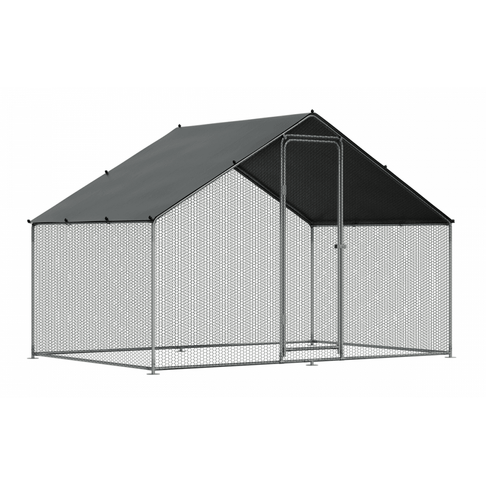 Dellonda Walk-In Galvanized Steel Chicken Run with Roof Cover & PVC Coated Chicken Wire Model No- DG278