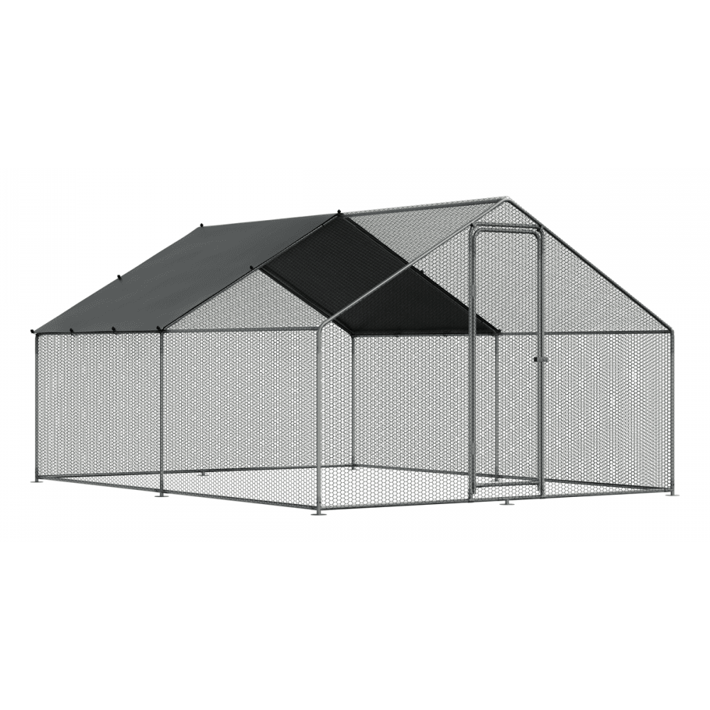 Dellonda Walk-In Galvanized Steel Chicken Run with Roof Cover & PVC Coated Chicken Wire Model No- DG279