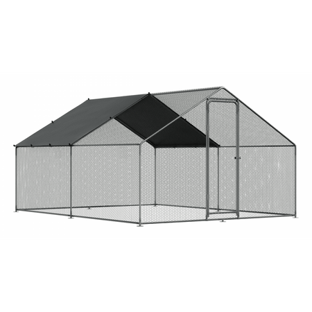 Dellonda Walk-In Galvanized Steel Chicken Run with Roof Cover & PVC Coated Chicken Wire Model No- DG279