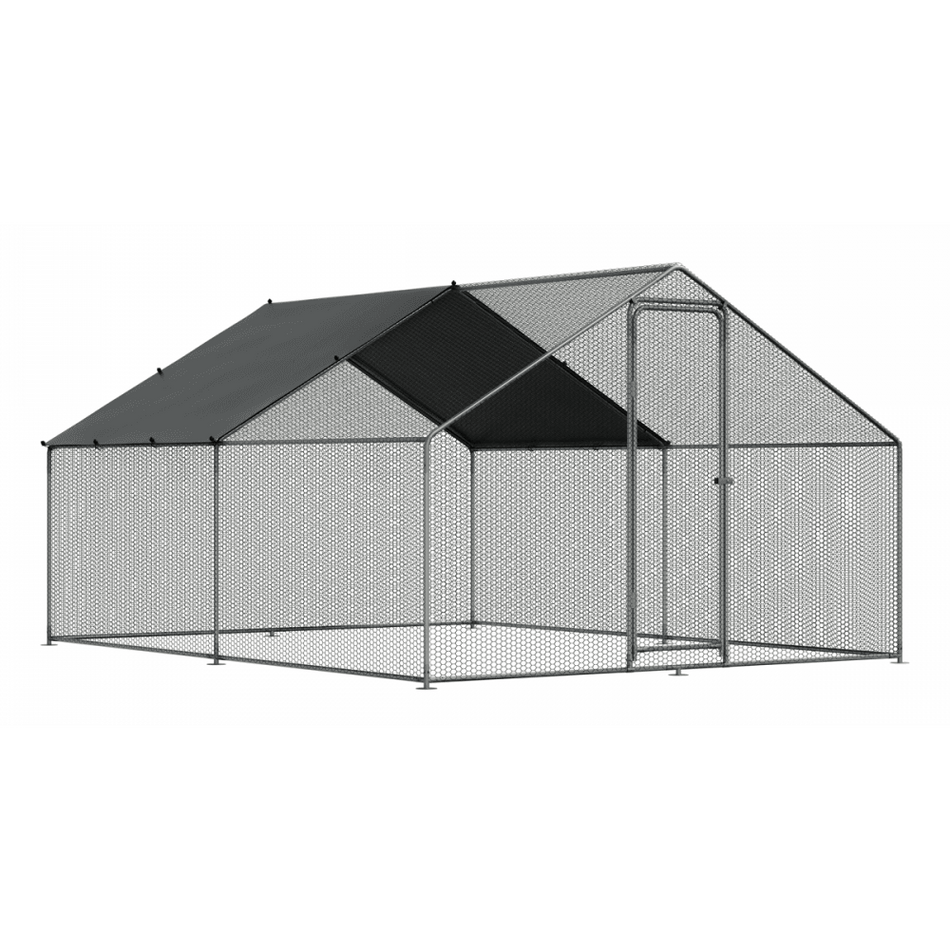 Dellonda Walk-In Galvanized Steel Chicken Run with Roof Cover & PVC Coated Chicken Wire Model No- DG279