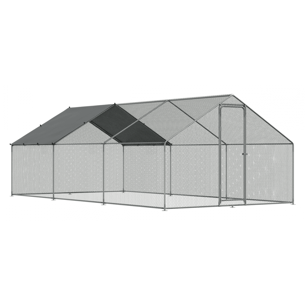 Dellonda Walk-In Galvanized Steel Chicken Run with Roof Cover & PVC Coated Chicken Wire Model No- DG280