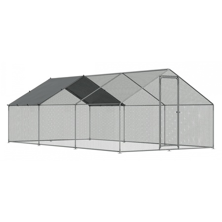 Dellonda Walk-In Galvanized Steel Chicken Run with Roof Cover & PVC Coated Chicken Wire Model No- DG280