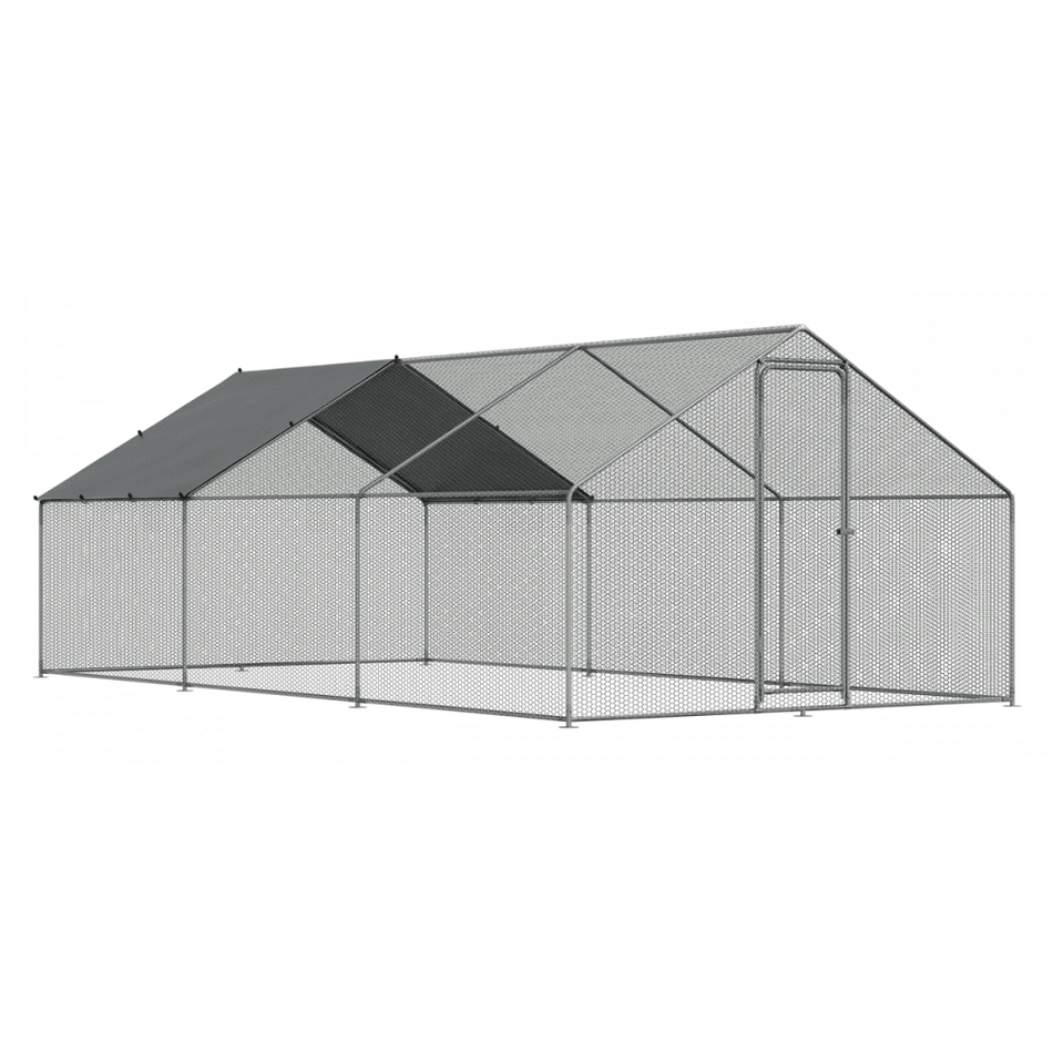 Dellonda Walk-In Galvanized Steel Chicken Run with Roof Cover & PVC Coated Chicken Wire Model No- DG280