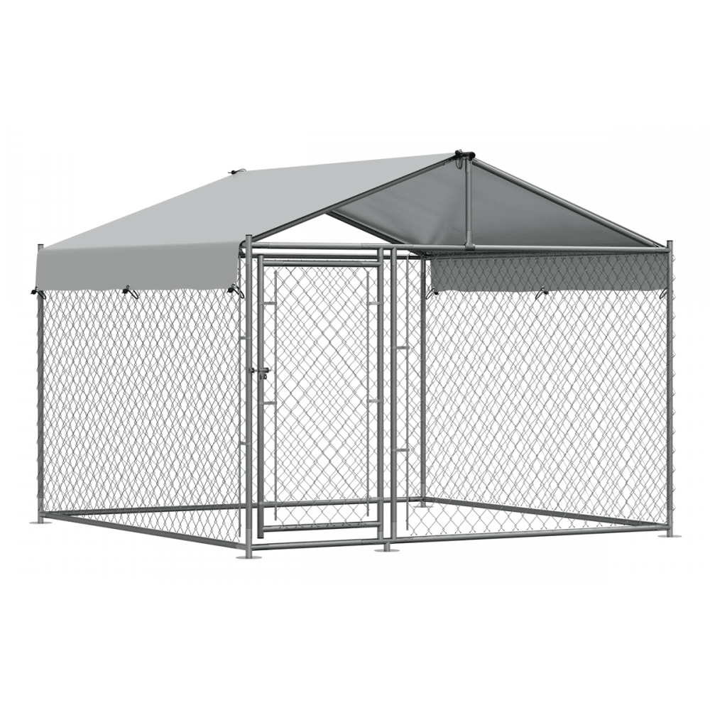 Dellonda Galvanised Steel Dog Kennel with Roof Cover & Chain Link Fencing Model No- DG281