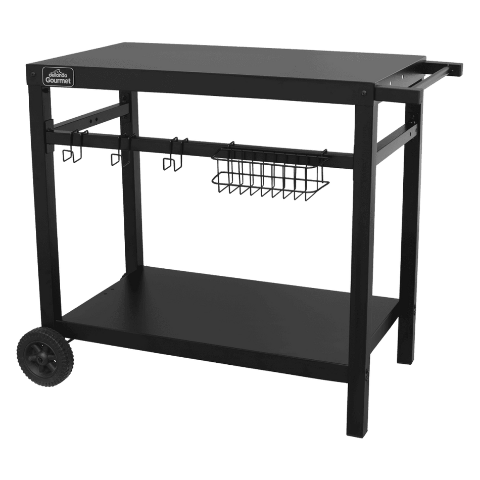 Dellonda Plancha Trolley with Utensil Holder - Black Model No- DG45