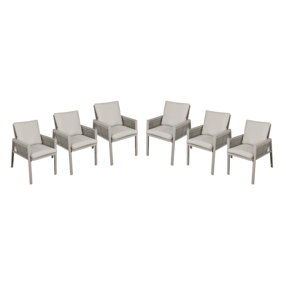 Dellonda Fusion Garden/Patio Dining Chairs with Armrests 6pc - Light Grey Model No- DG49