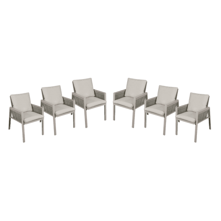 Dellonda Fusion Garden/Patio Dining Chairs with Armrests 6pc - Light Grey Model No- DG49