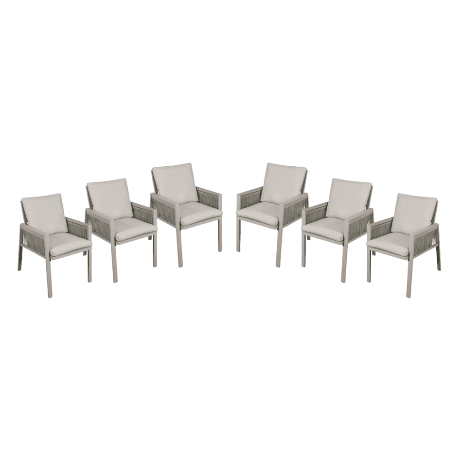 Dellonda Fusion Garden/Patio Dining Chairs with Armrests 6pc - Light Grey Model No- DG49