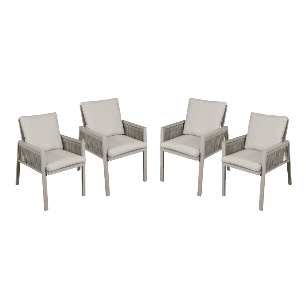 Dellonda Fusion Garden/Patio Dining Chairs with Armrests 4pc - Light Grey Model No- DG50