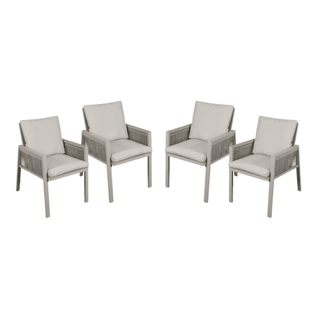 Dellonda Fusion Garden/Patio Dining Chairs with Armrests 4pc - Light Grey Model No- DG50