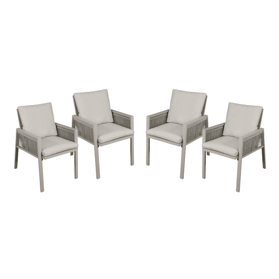 Dellonda Fusion Garden/Patio Dining Chairs with Armrests 4pc - Light Grey Model No- DG50