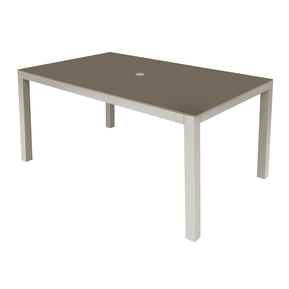 Dellonda Fusion Aluminium Garden Dining Table with Tempered Glass & Parasol Hole - Light Grey Model No- DG51