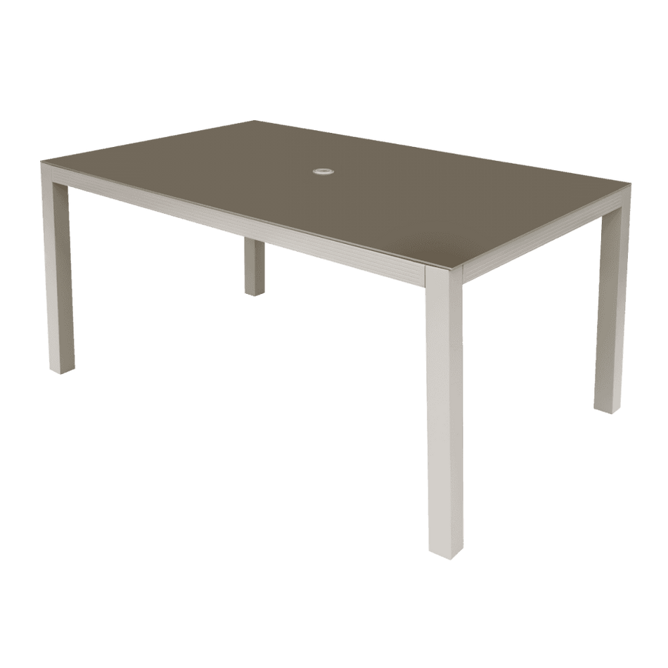 Dellonda Fusion Aluminium Garden Dining Table with Tempered Glass & Parasol Hole - Light Grey Model No- DG51