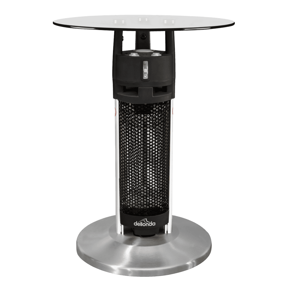 Dellonda Bistro Table with 1200W Heater, 65cm, Black/Stainless Steel Model No- DG62
