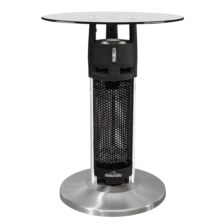 Dellonda Bistro Table with 1200W Heater, 65cm, Black/Stainless Steel Model No- DG62