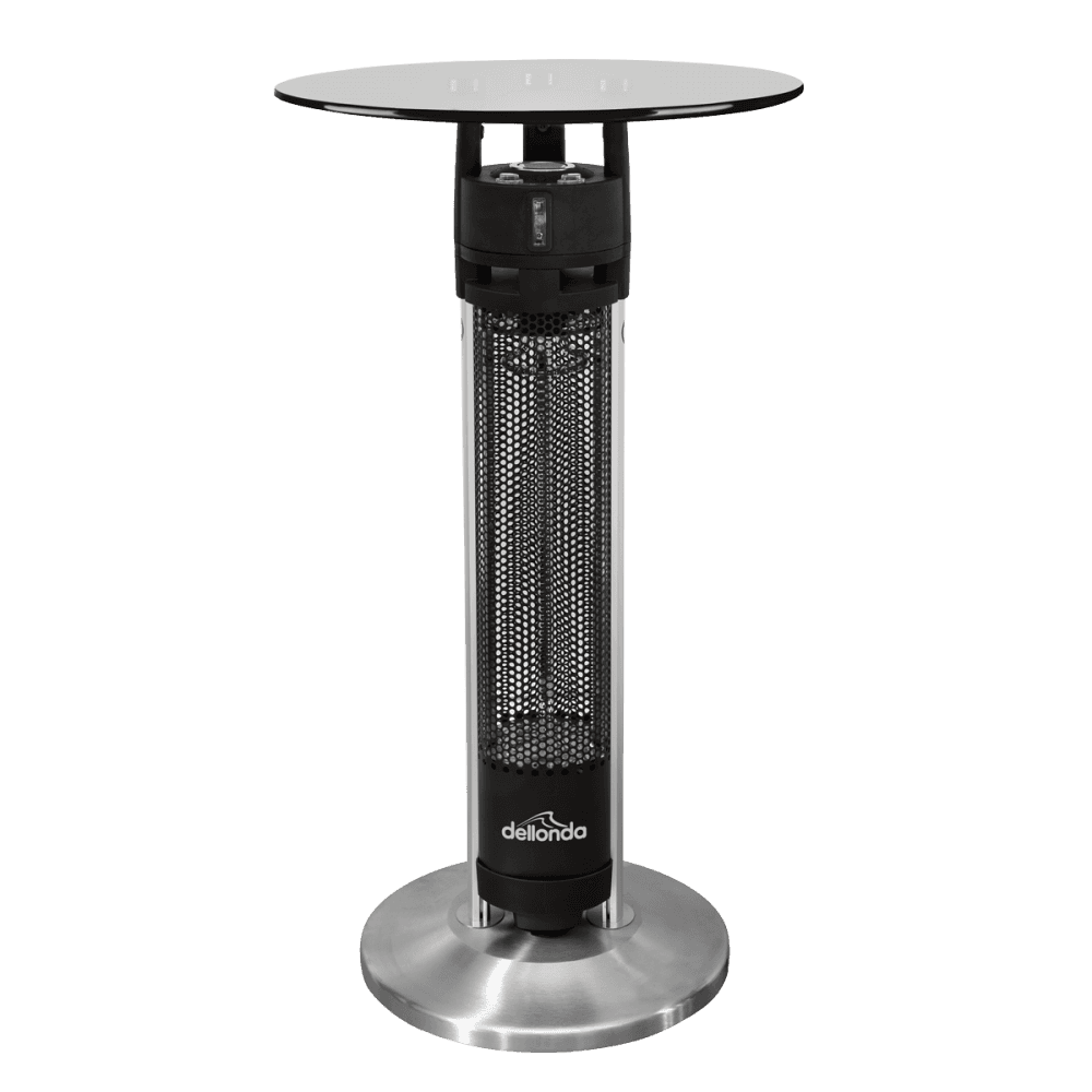 Dellonda Bistro Table with 1600W Heater, 95cm, Black/Stainless Steel Model No- DG63