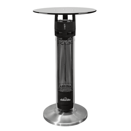 Dellonda Bistro Table with 1600W Heater, 95cm, Black/Stainless Steel Model No- DG63