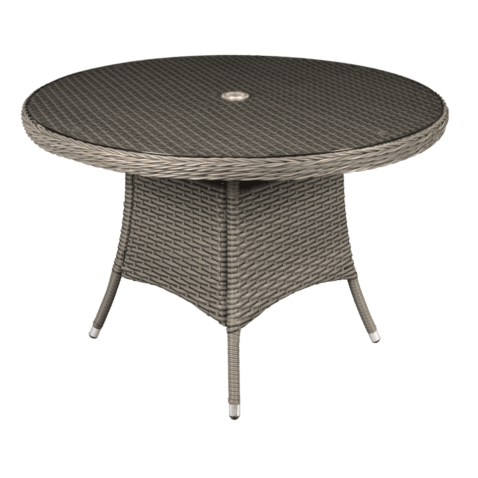 Dellonda Chester Rattan Wicker Round Outdoor Dining Table with Tempered Glass Top Model No- DG66