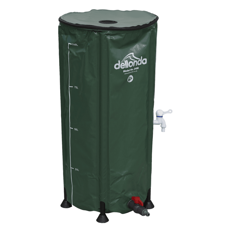 Dellonda Collapsible PVC Garden Water Butt with Zipped Lid & Drain Tap 100L Model No- DG8