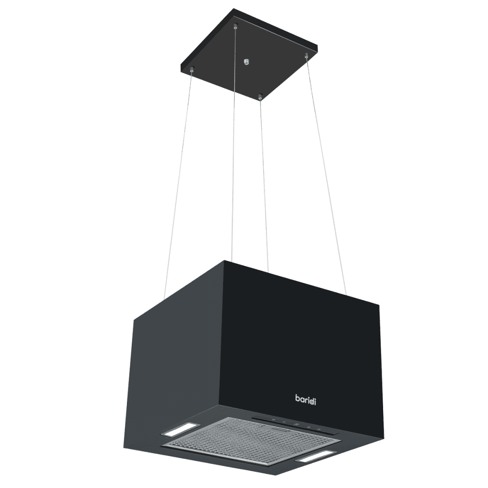 Baridi Square Island Cooker Hood 40cm - Black Model No- DH109