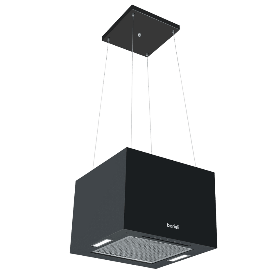Baridi Square Island Cooker Hood 40cm - Black Model No- DH109