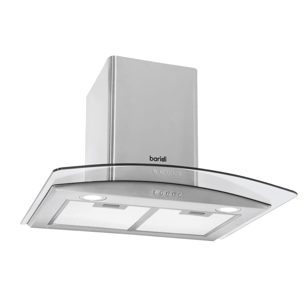 Baridi Curved Glass Cooker Hood with Carbon Filters & LED Lights 60cm - Stainless Steel Model No- DH128