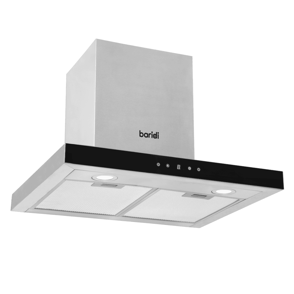 Baridi T-Shape Chimney Cooker Hood with Carbon Filters 60cm - Stainless Steel Model No- DH130
