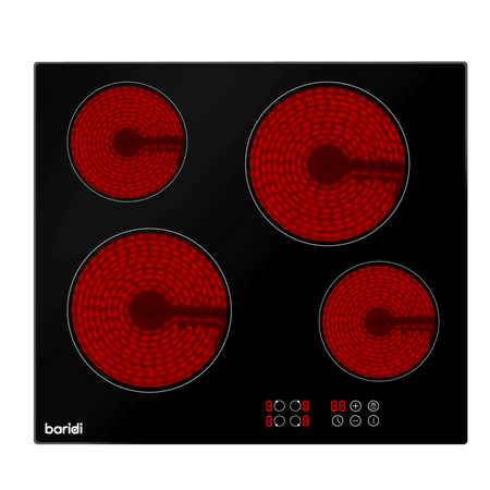 Baridi Integrated Ceramic Hob with 4 Cooking Zones 60cm - Black Glass Model No- DH131
